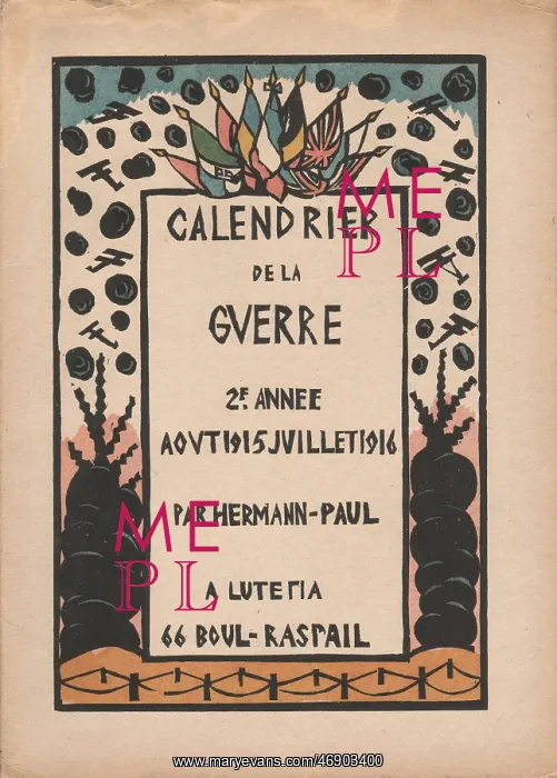 : Cover design, War Calendar, WW1 : Cover design, War Calendar, WW1