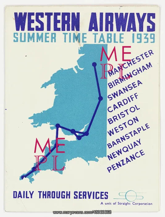 : Cover design, Western Airways timetable : Cover design, Western Airways timetable