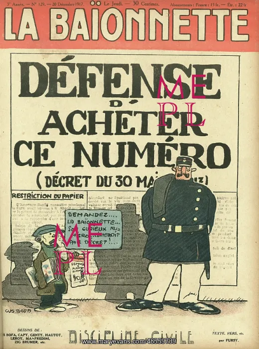 : Front cover, La Baionnette, WW1 : Front cover, La Baionnette, WW1
