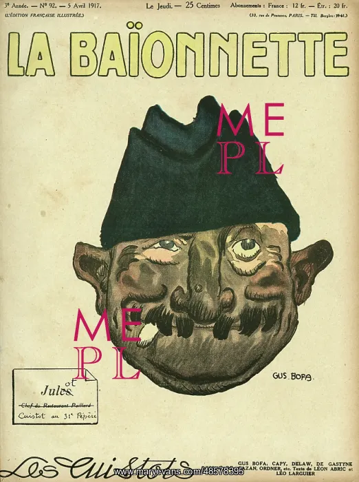 : Front cover, La Baionnette, WW1 : Front cover, La Baionnette, WW1