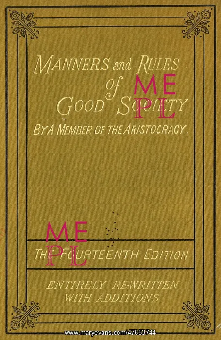 : Front cover of Manners and Rules of Good Society : Front cover of Manners and Rules of Good Society