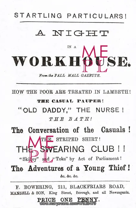 : Cover page of pamphlet, A Night in a Workhouse : Cover page of pamphlet, A Night in a Workhouse