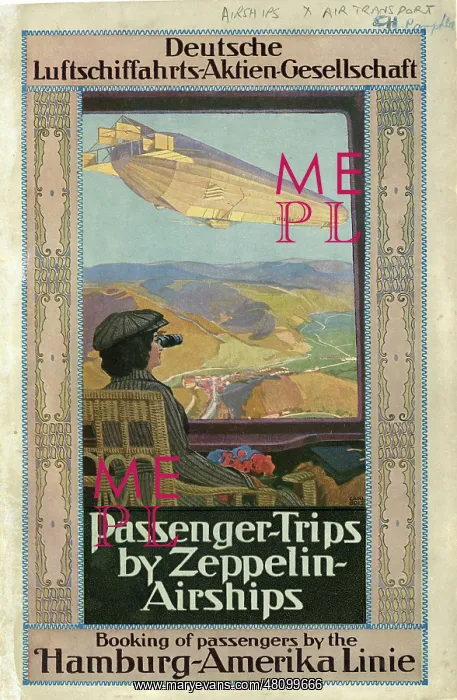 : Front cover of Passenger Trips by Zeppelin Airships, c1911 : Front cover of Passenger Trips by Zeppelin Airships, c1911
