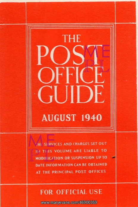: Front cover of The Post Office Guide, August 1940 (Penrose A : Front cover of The Post Office Guide, August 1940 (Penrose A