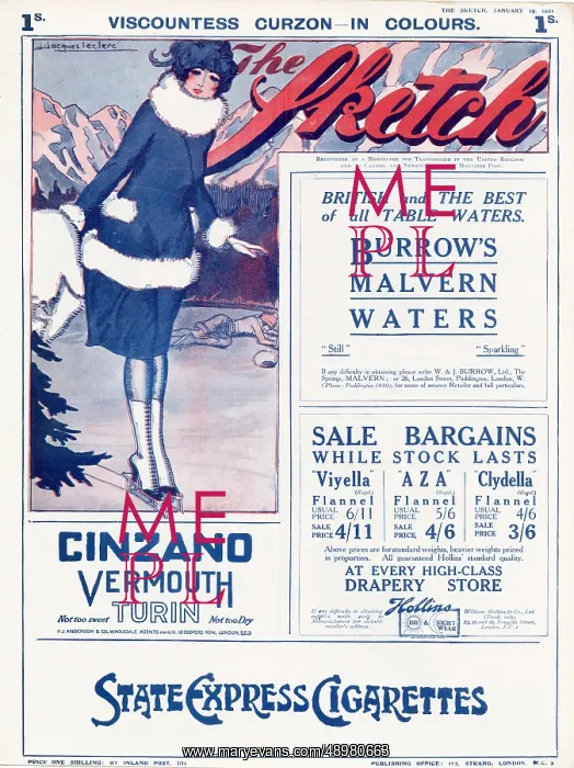 : Front cover of The Sketch, 19th January 1921 : Front cover of The Sketch, 19th January 1921