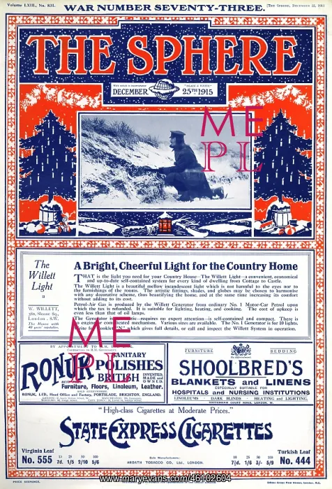 : Front cover of The Sphere for Christmas 1915, WW1 : Front cover of The Sphere for Christmas 1915, WW1