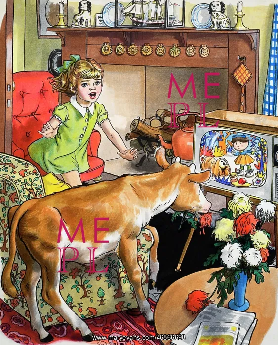  : Cow watching the television