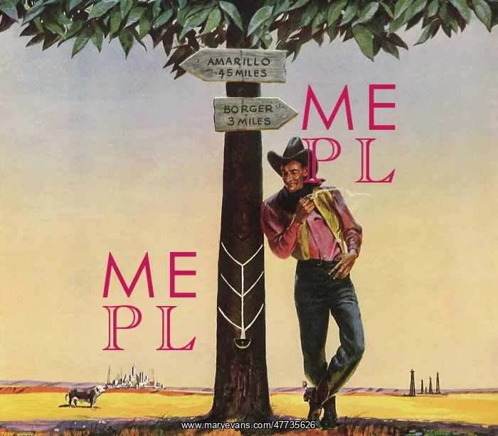  : Cowboy leaning against Rubber Tree
