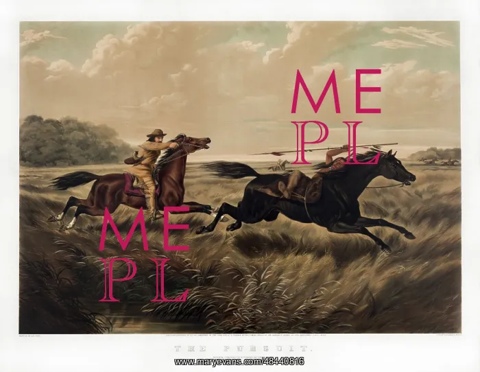 : A cowboy with a pistol on horseback chasing a : A cowboy with a pistol on horseback chasing a