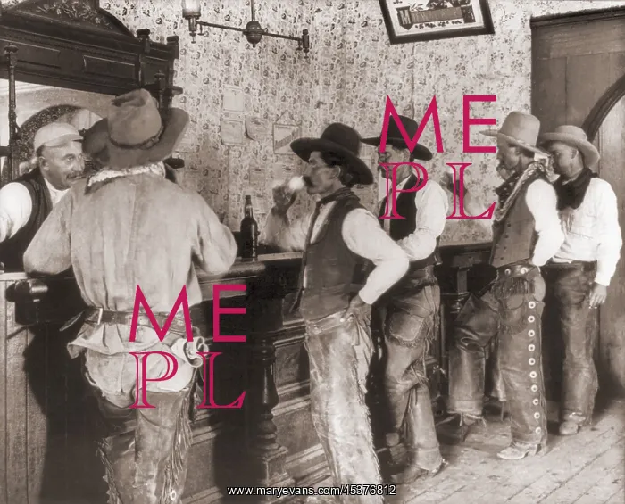 : Cowhands line up at the Equity Bar in old : Cowhands line up at the Equity Bar in old