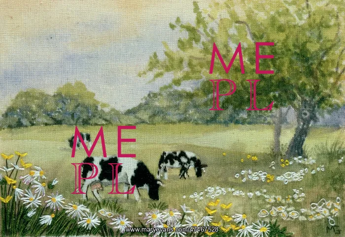 : Cows and Daisies ? embroidery : Cows and Daisies ? embroidery
