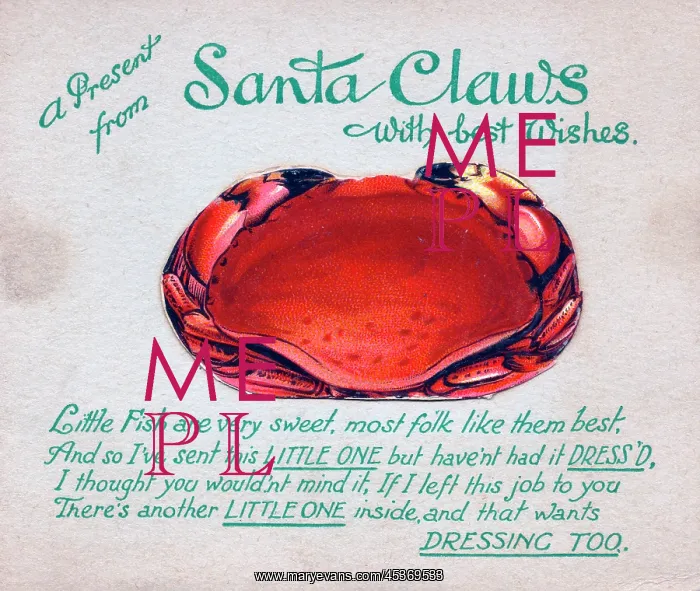  : Crab with comic verse on a Christmas card
