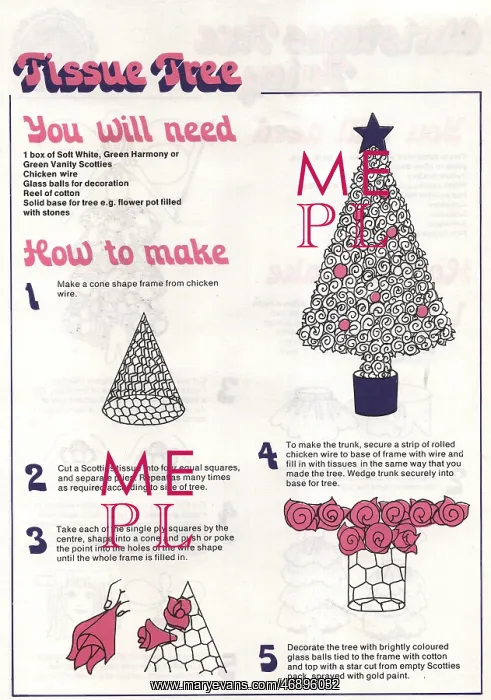 : Craft Ephemera - 1970's, Christmas Tree, colour : Craft Ephemera - 1970's, Christmas Tree, colour