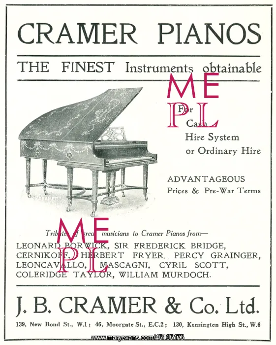 : Cramer Pianos Advertisement : Cramer Pianos Advertisement