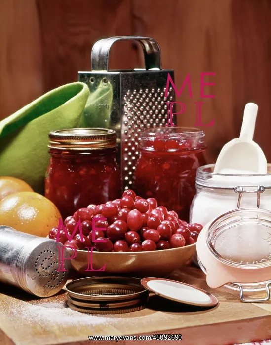 : Cranberry Jelly Being Put up Preserved in Glass : Cranberry Jelly Being Put up Preserved in Glass