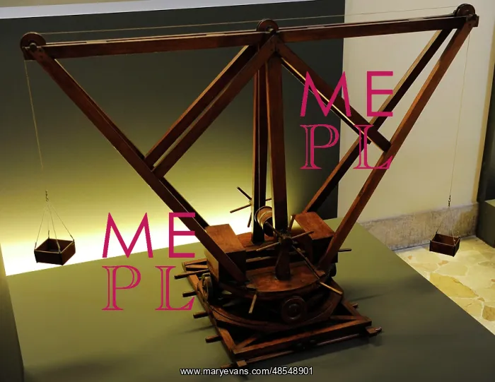 : Crane with central winch. Codex Atlanticus f. 105 bv. Leonar : Crane with central winch. Codex Atlanticus f. 105 bv. Leonar