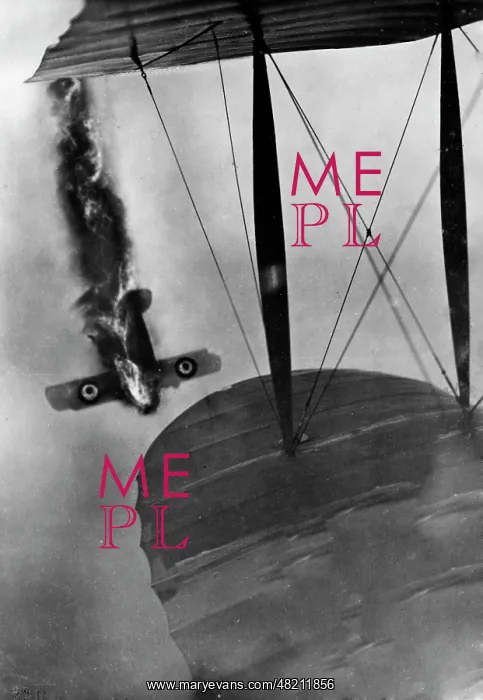 : Crashing British airplane at the western front in the First : Crashing British airplane at the western front in the First