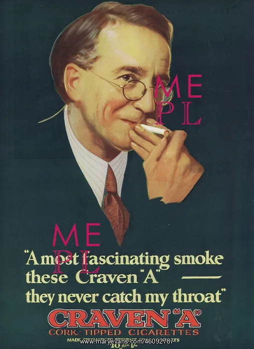 : Craven A Cigarette Advert, 1927 : Craven A Cigarette Advert, 1927