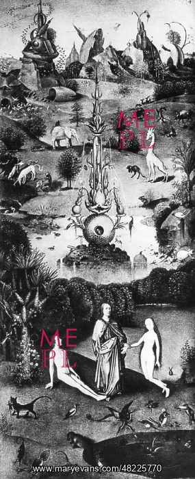 : Creation. God creates man and animals. Painting by Hieronymus Bosch (1450-1516) : Creation. God creates man and animals. Painting by Hieronymus Bosch (1450-1516)