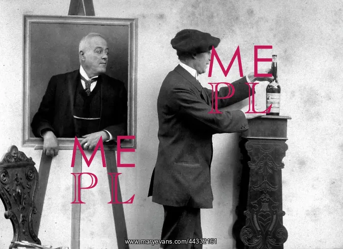 : Creative. Humorous scene showing a painter who