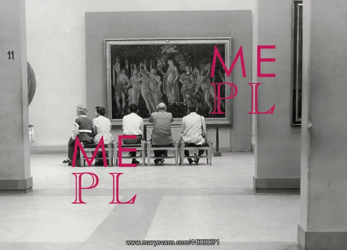 : Creative. Florence. Uffizi Gallery. Tourists admiring Botticelli's La Primavera : Creative. Florence. Uffizi Gallery. Tourists admiring Botticelli's La Primavera