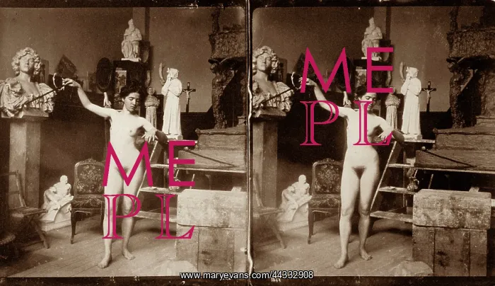 : Creative. Portrait of a nude model standing, in the studio of the painter : Creative. Portrait of a nude model standing, in the studio of the painter