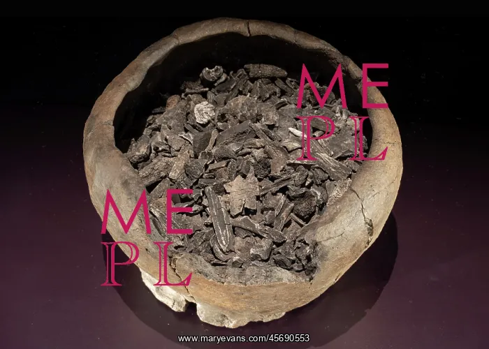 : Cremated bones, Swedish History Museum, Stockholm, Sweden : Cremated bones, Swedish History Museum, Stockholm, Sweden