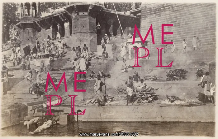 : Cremation on the bnaks of the Ganges - Benares : Cremation on the bnaks of the Ganges - Benares
