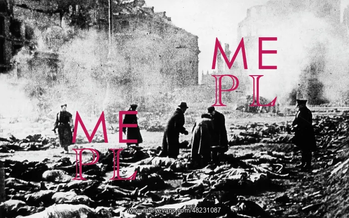 : Cremation of bodies after the air raids on Dresden in 1945 : Cremation of bodies after the air raids on Dresden in 1945