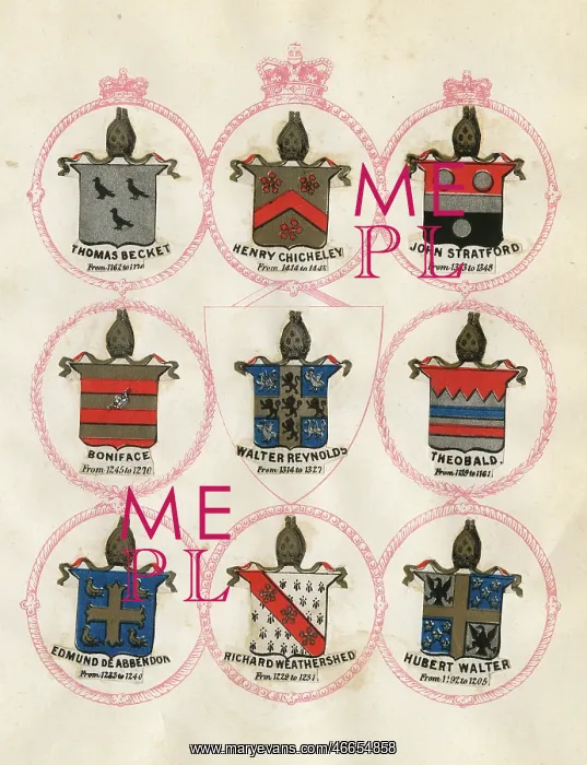 : Crests of some early Archbishops of Canterbury : Crests of some early Archbishops of Canterbury