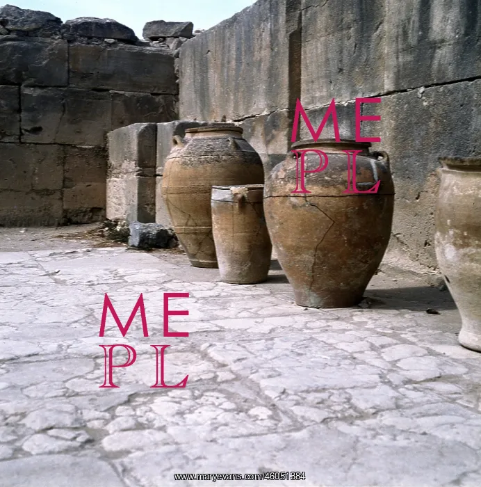 : Crete, Greece, palace of Phaistos, supply pots, circa 1800 B.C : Crete, Greece, palace of Phaistos, supply pots, circa 1800 B.C