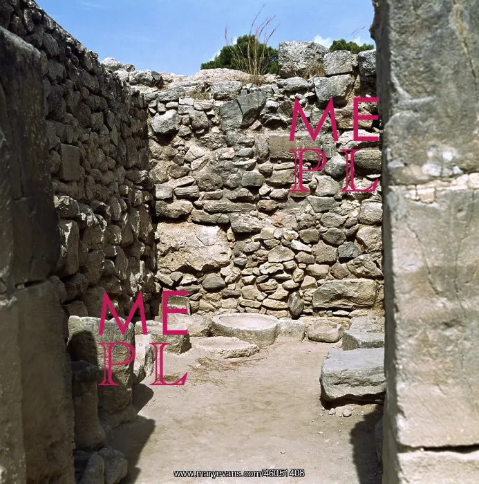 : Crete, Greece, palace of Phaistos, chamber with grinding stones : Crete, Greece, palace of Phaistos, chamber with grinding stones