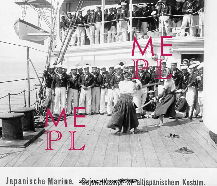: Crew on deck of a Japanese warship, 1903 : Crew on deck of a Japanese warship, 1903