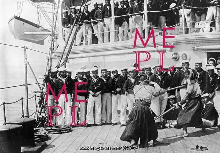 : Crew on deck of a Japanese warship, 1903 : Crew on deck of a Japanese warship, 1903
