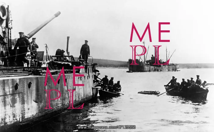 : Crew of a German Destroyer taking to the boats : Crew of a German Destroyer taking to the boats