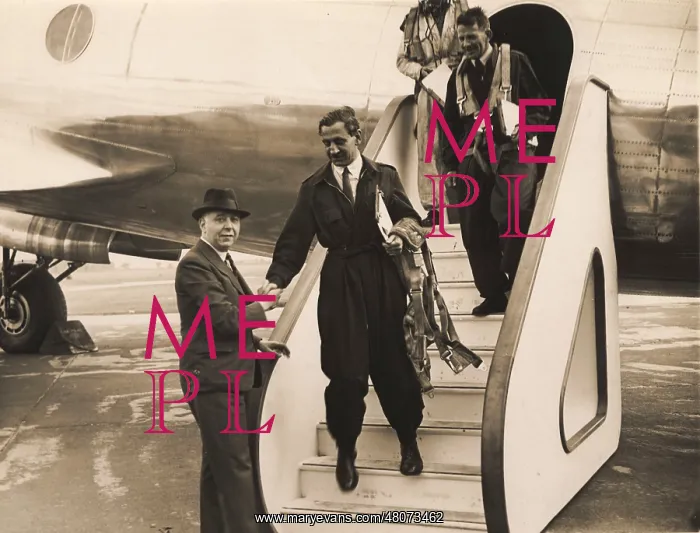 : The crew are greeted by Avro's chief designer Roy Chadwick : The crew are greeted by Avro's chief designer Roy Chadwick