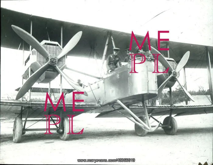 : Crew inspection of the Vickers Vimy : Crew inspection of the Vickers Vimy