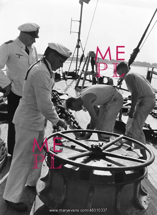 : Crew at work aboard the Meteor : Crew at work aboard the Meteor