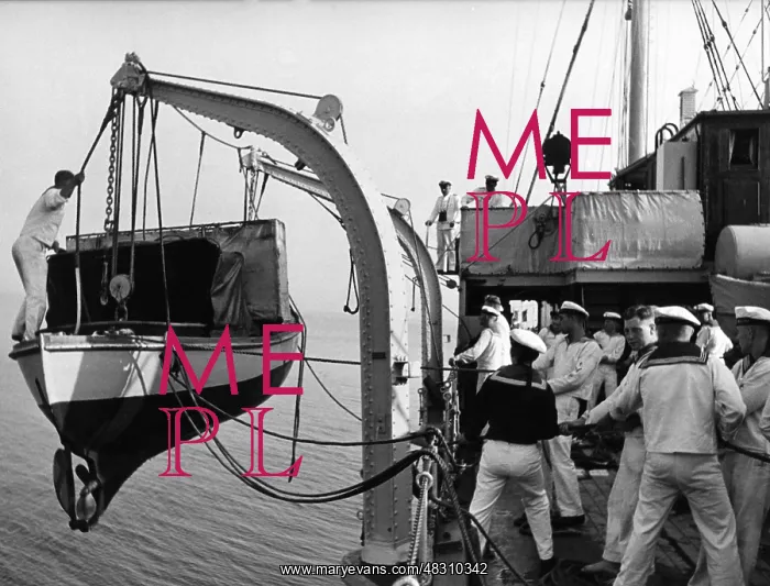 : Crew at work aboard the Meteor : Crew at work aboard the Meteor