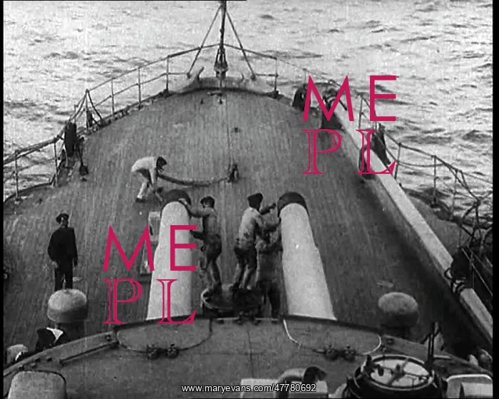 : Crew Working on the Foredeck of a Russian Warship : Crew Working on the Foredeck of a Russian Warship