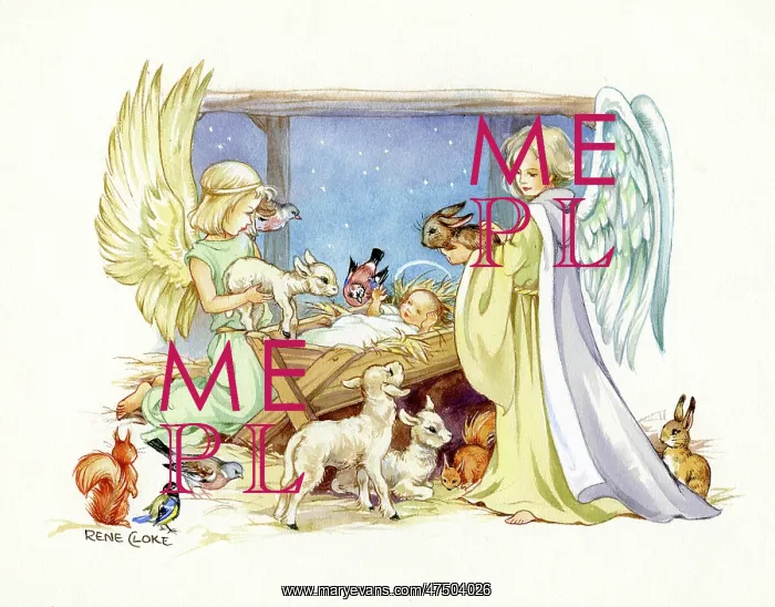: Crib with Angels and Animals : Crib with Angels and Animals