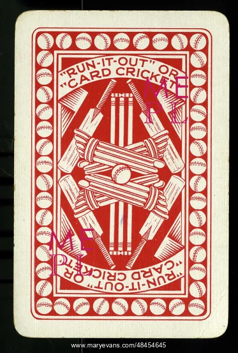 : Cricket - Run-It-Out card game - card back, red : Cricket - Run-It-Out card game - card back, red