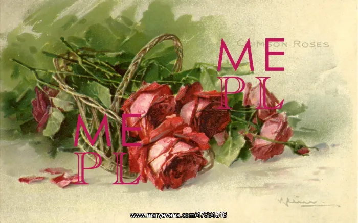  : Crimson Roses in a Woven Basket
