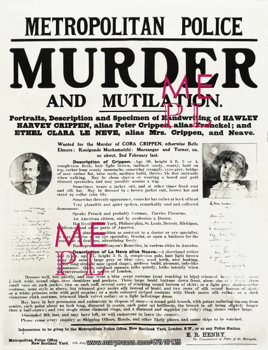 : CRIPPEN WANTED POSTER : CRIPPEN WANTED POSTER