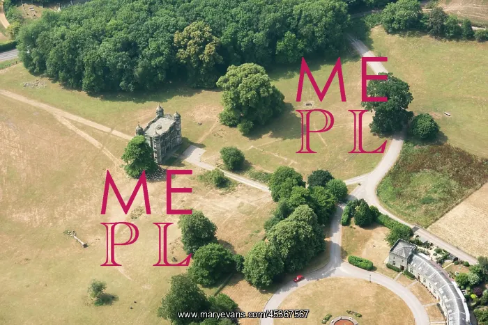: Crop marks revealing the buried foundations of Tixall Hall : Crop marks revealing the buried foundations of Tixall Hall