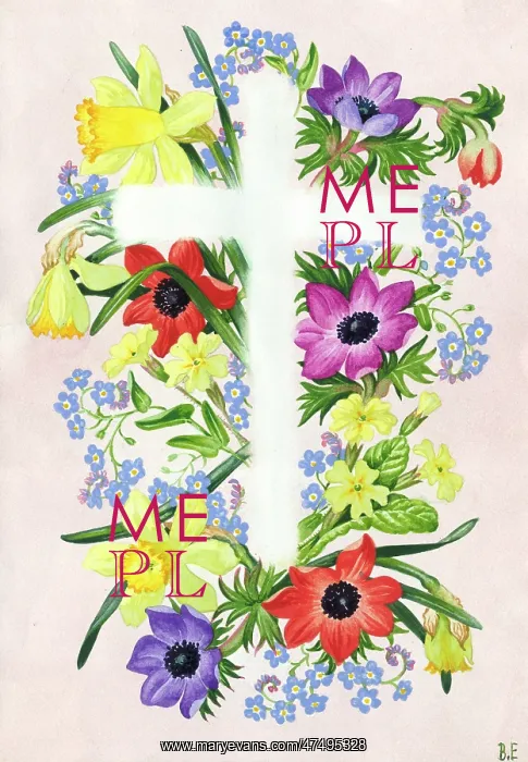: Cross with anemones, forget-me-not, etc : Cross with anemones, forget-me-not, etc
