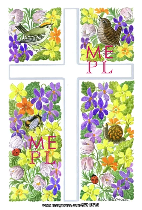 : Cross with four floral panels : Cross with four floral panels