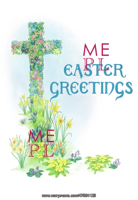 : Cross of Flowers - with'Easter Greetings : Cross of Flowers - with'Easter Greetings