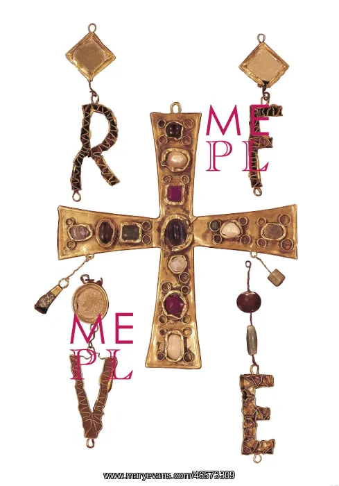 : Cross and letters with inlay of precious stones : Cross and letters with inlay of precious stones