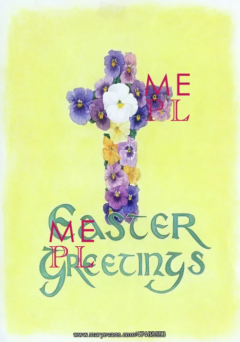 : A Cross of Pansies with'Easter Greetings : A Cross of Pansies with'Easter Greetings